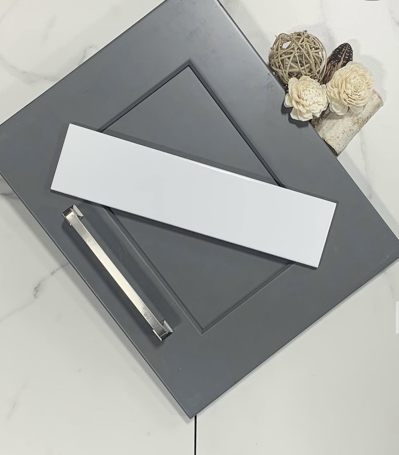 Tile and cabinet sample at the Signature Tile & Stone showroom